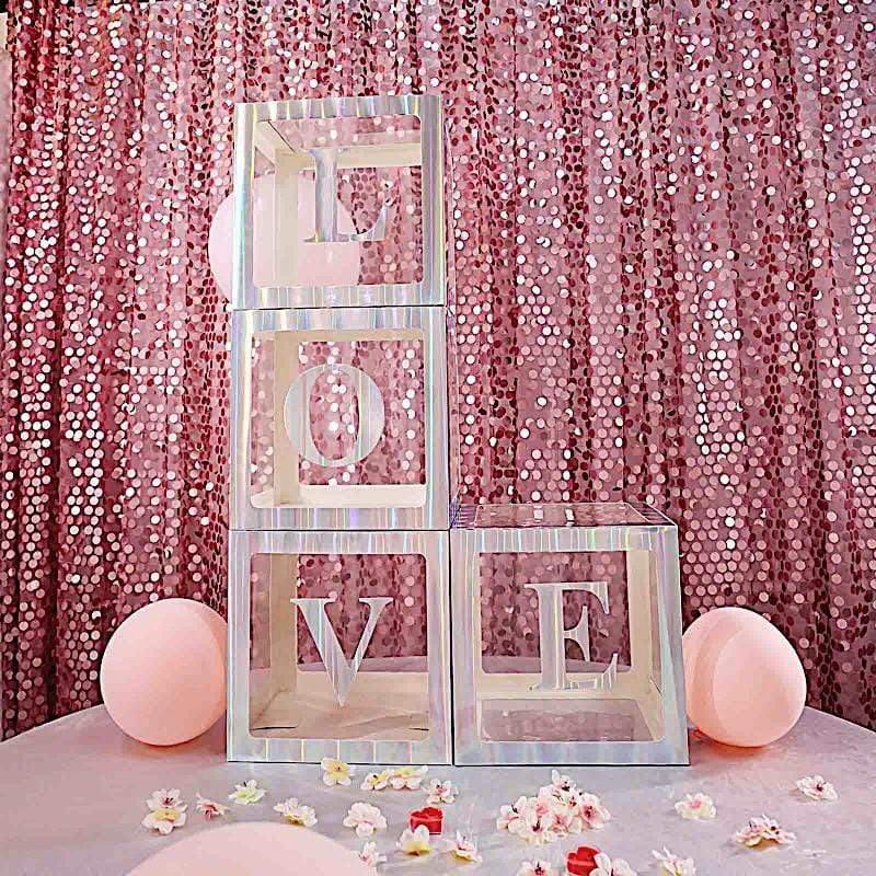 2 pcs 12" Transparent Balloon Boxes with Glittered Trim
