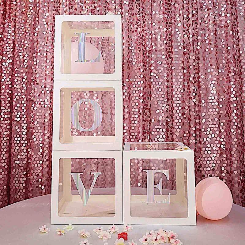 2 pcs 12" Transparent Balloon Boxes with Glittered Trim