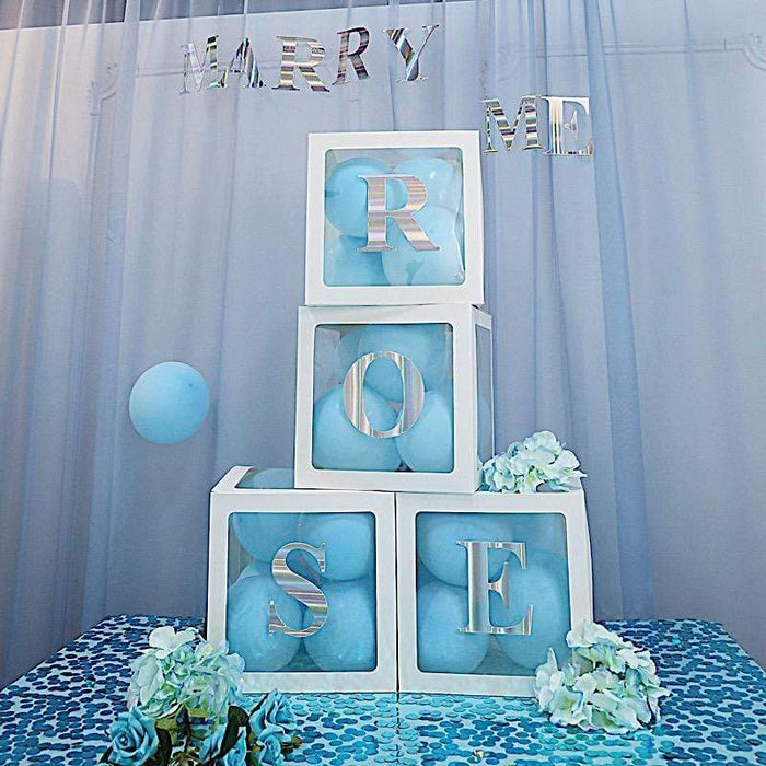 2 pcs 12" Transparent Balloon Boxes with Glittered Trim