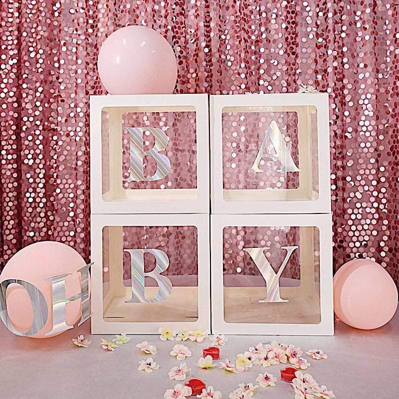 2 pcs 12" Transparent Balloon Boxes with Glittered Trim