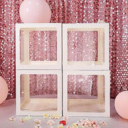 2 pcs 12" Transparent Balloon Boxes with Glittered Trim