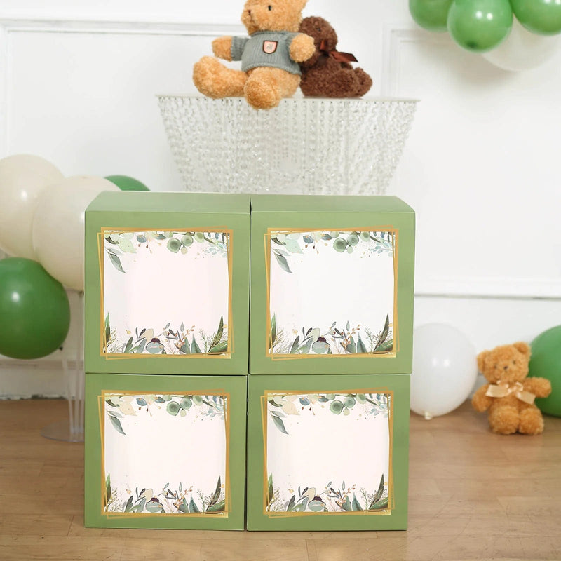 2 pcs 12" Transparent Balloon Boxes with Glittered Trim
