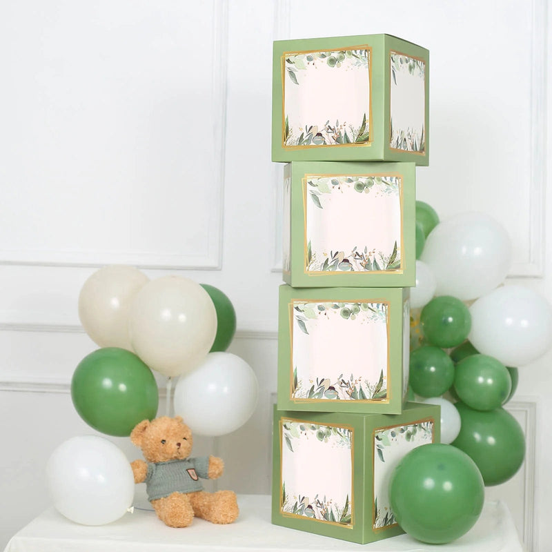 2 pcs 12" Transparent Balloon Boxes with Glittered Trim