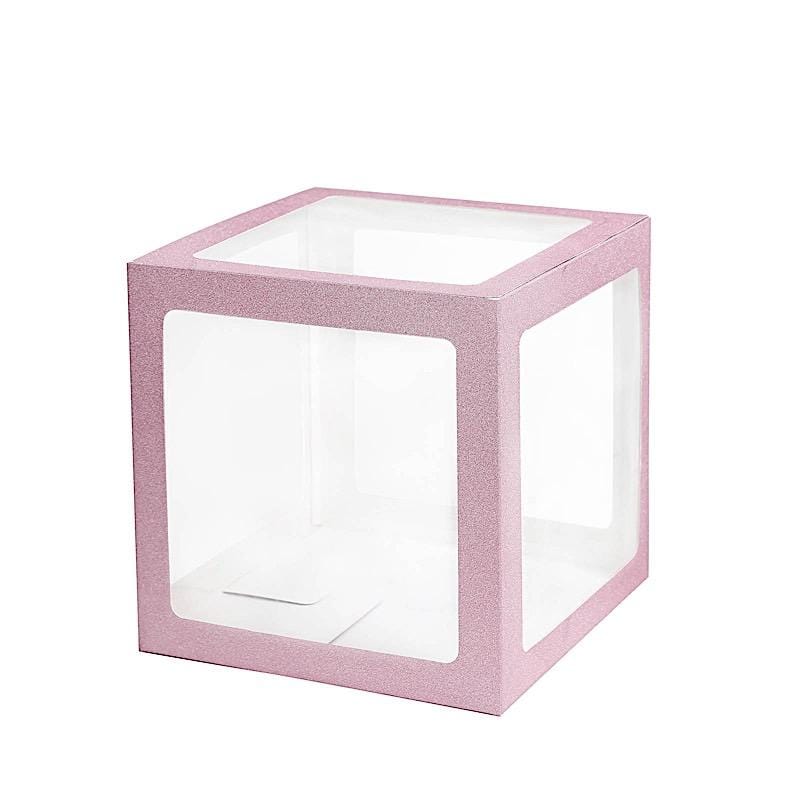 2 pcs 12" Transparent Balloon Boxes with Glittered Trim PROP_BOX_002_12_046G