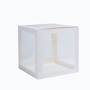 2 pcs 12" Transparent Balloon Boxes with Glittered Trim PROP_BOX_002_12_WHT
