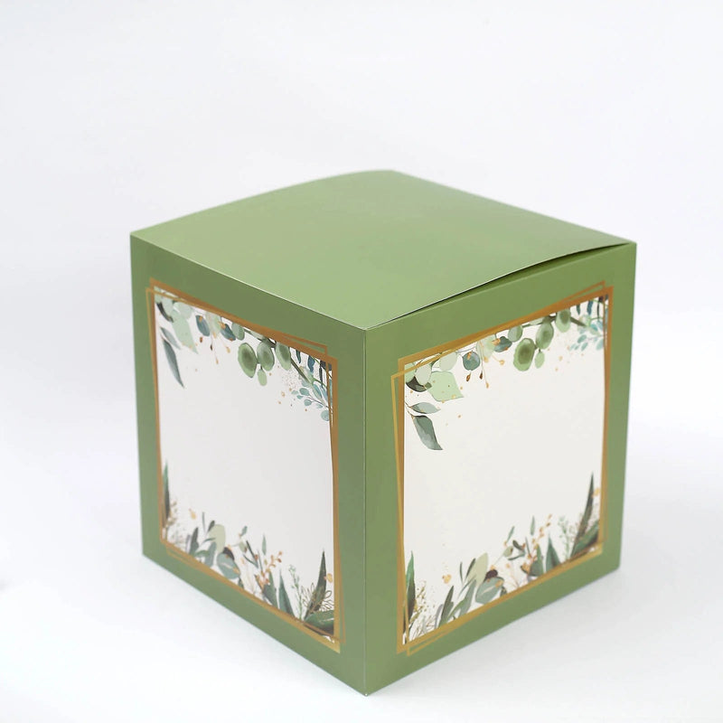 2 pcs 12" Transparent Balloon Boxes with Glittered Trim PROP_BOX_002_GRN