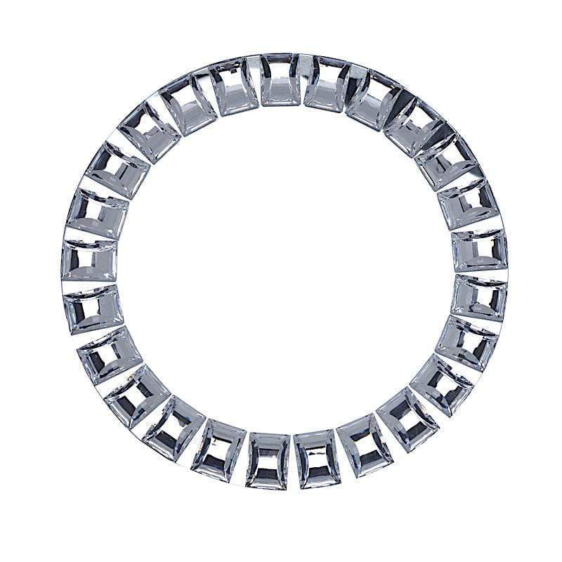 2 pcs 13" Round Mirror Glass Charger Plates with Crystal Rim - Silver CHRG_GLAS0001_SILV