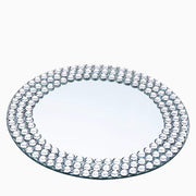 2 pcs 13" Round Mirror Glass Charger Plates with Diamond Rim - Silver CHRG_GLAS0007_SILV