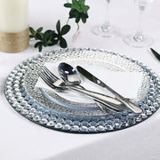 2 pcs 13" Round Mirror Glass Charger Plates with Diamond Rim - Silver CHRG_GLAS0007_SILV