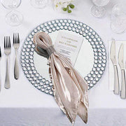 2 pcs 13" Round Mirror Glass Charger Plates with Diamond Rim - Silver CHRG_GLAS0007_SILV