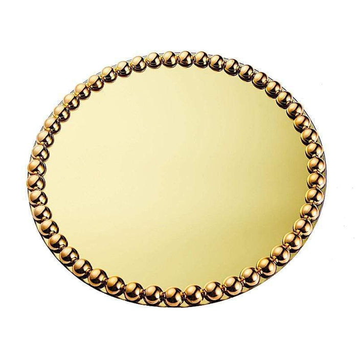 2 pcs 13" Round Mirror Glass Charger Plates with Pearl Rim CHRG_GLAS0006_GOLD