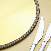 2 pcs 13" Round Mirror Glass Charger Plates with Rhinestone Rim