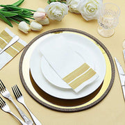 2 pcs 13" Round Mirror Glass Charger Plates with Rhinestone Rim