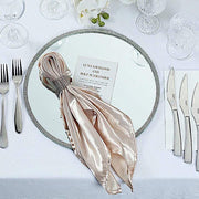 2 pcs 13" Round Mirror Glass Charger Plates with Rhinestone Rim