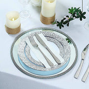 2 pcs 13" Round Mirror Glass Charger Plates with Rhinestone Rim