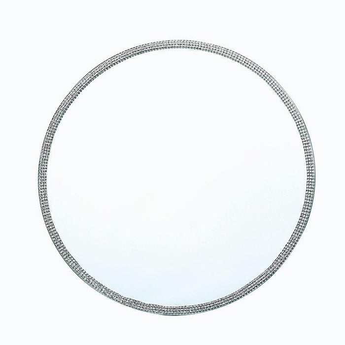 2 pcs 13" Round Mirror Glass Charger Plates with Rhinestone Rim CHRG_GLAS0004_SILV