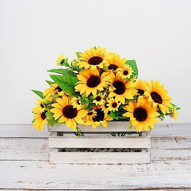 2 pcs 13" tall Faux Silk Sunflower Bouquets - Yellow ARTI_SUN_002_YEL