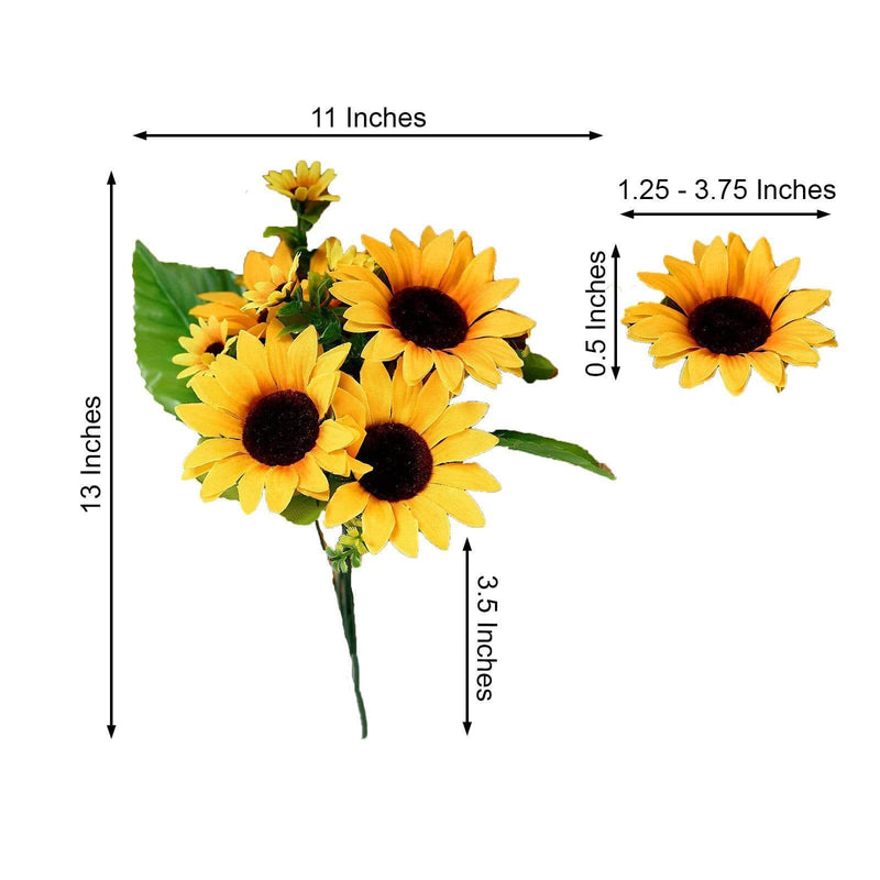 2 pcs 13" tall Faux Silk Sunflower Bouquets - Yellow ARTI_SUN_002_YEL