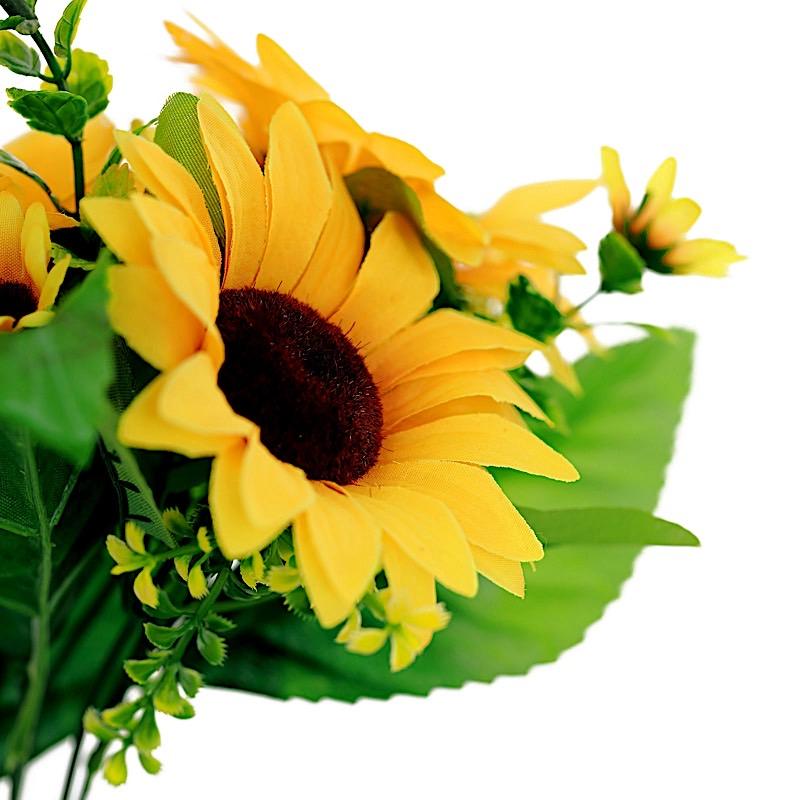 2 pcs 13" tall Faux Silk Sunflower Bouquets - Yellow ARTI_SUN_002_YEL