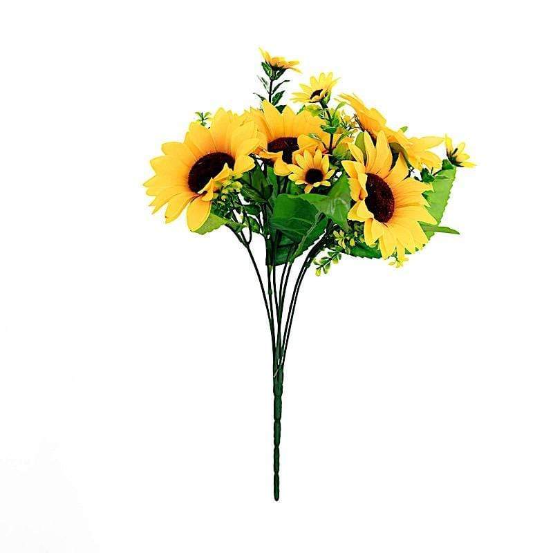 2 pcs 13" tall Faux Silk Sunflower Bouquets - Yellow ARTI_SUN_002_YEL