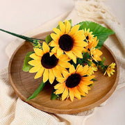 2 pcs 13" tall Faux Silk Sunflower Bouquets - Yellow ARTI_SUN_002_YEL