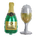 2 pcs 14" Foil Balloons Set - Wedding Champagne Bottle and Goblet BLOON_FOL0002_20
