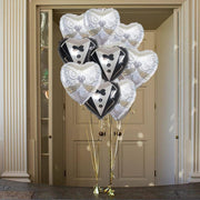 2 pcs 14" Heart Shaped Foil Balloons Set - Wedding Groom Tuxedo and Bride Dress BLOON_FOL0001_20