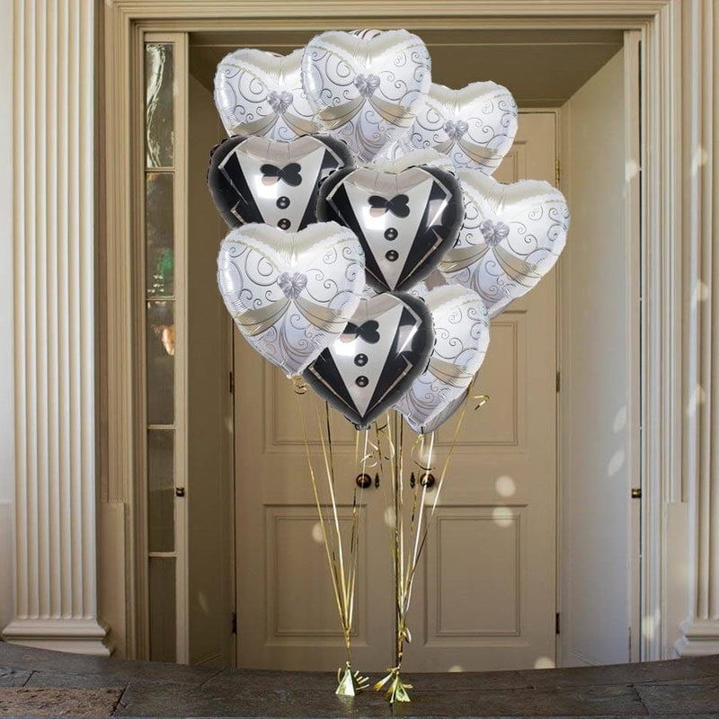2 pcs 14" Heart Shaped Foil Balloons Set - Wedding Groom Tuxedo and Bride Dress BLOON_FOL0001_20