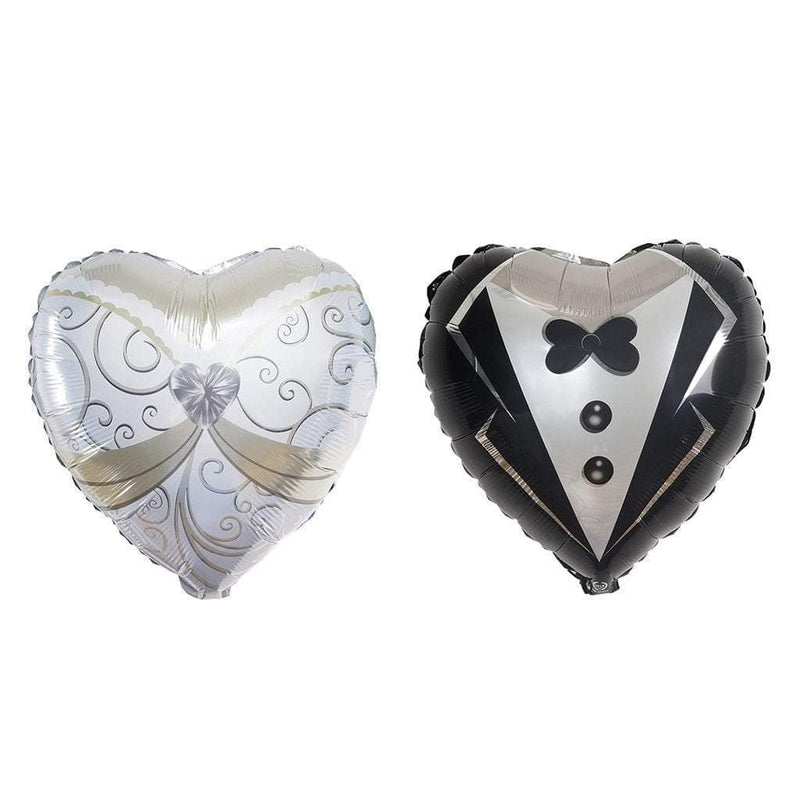 2 pcs 14" Heart Shaped Foil Balloons Set - Wedding Groom Tuxedo and Bride Dress BLOON_FOL0001_20