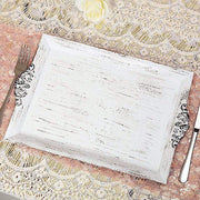 2 pcs 14" long Rectangle Serving Trays with Embossed Rim - Antique White CHRG_TRAY001_16_ANTQ