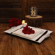 2 pcs 14" long Rectangle Serving Trays with Embossed Rim - Antique White CHRG_TRAY001_16_ANTQ