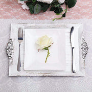 2 pcs 14" long Rectangle Serving Trays with Embossed Rim - Antique White CHRG_TRAY001_16_ANTQ