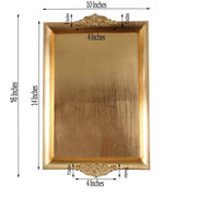 2 pcs 14" long Rectangle Serving Trays with Embossed Rim - Gold CHRG_TRAY001_16_GOLD