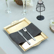 2 pcs 14" long Rectangle Serving Trays with Embossed Rim - Gold CHRG_TRAY001_16_GOLD