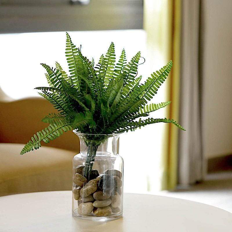 2 pcs 18" Faux Boston Fern Artificial Leaves Greenery Stems - Green