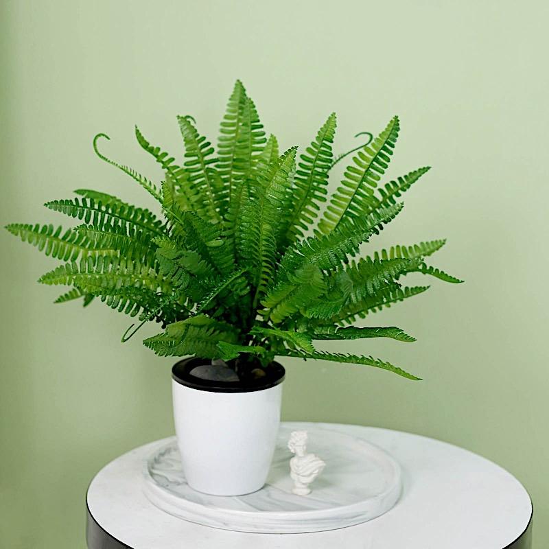 2 pcs 18" Faux Boston Fern Artificial Leaves Greenery Stems - Green