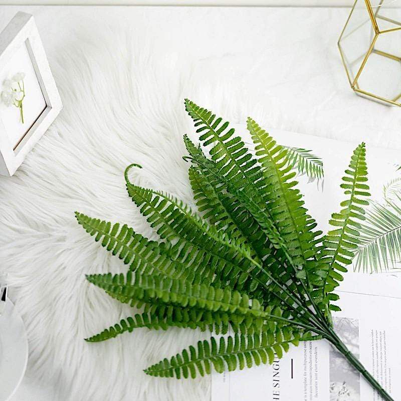 2 pcs 18" Faux Boston Fern Artificial Leaves Greenery Stems - Green