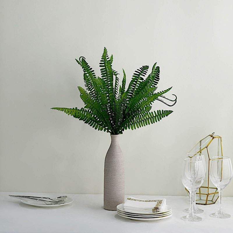 2 pcs 18" Faux Boston Fern Artificial Leaves Greenery Stems - Green