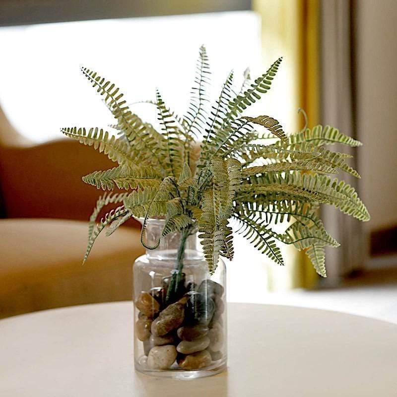 2 pcs 18" Faux Boston Fern Artificial Leaves Greenery Stems - Green