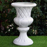 2 pcs 18" tall Decorative Italian Pedestal Beaded Flower Pots Vases - White PROP_ROMA_12