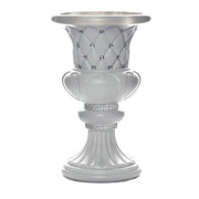 2 pcs 18" tall Decorative Italian Pedestal Beaded Flower Pots Vases - White PROP_ROMA_12