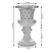 2 pcs 18" tall Decorative Italian Pedestal Beaded Flower Pots Vases - White PROP_ROMA_12