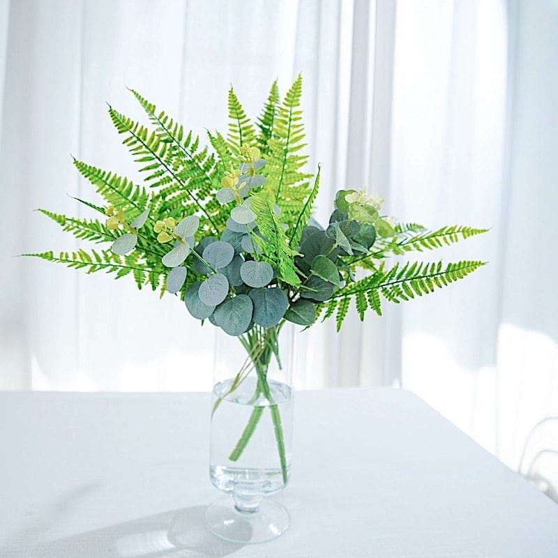2 pcs 19" Faux Boston Fern Artificial Leaves Greenery Stems - Green ARTI_FERN_008_GRN