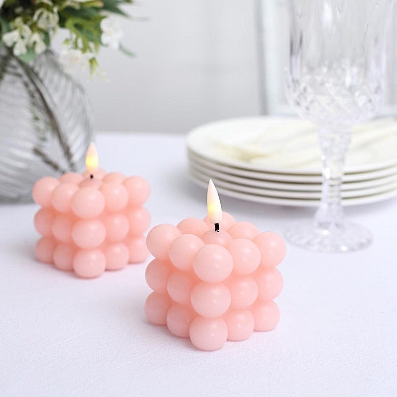 2 pcs 2" Battery Operated Flameless Bubble LED Candles