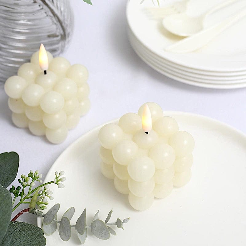 2 pcs 2" Battery Operated Flameless Bubble LED Candles