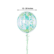 2 pcs 20" Round PVC Balloons with Vine Design - Clear and Green BLOON_CLR003_20_GRN