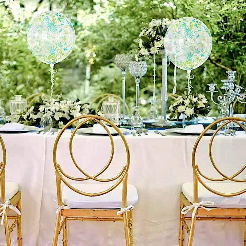 2 pcs 20" Round PVC Balloons with Vine Design - Clear and Green BLOON_CLR003_20_GRN