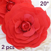 2 pcs 20" wide Artificial Large Roses Flowers for Wall Backdrop FOAM_FLO001_20_RED