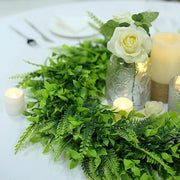 2 pcs 22" Artificial Boxwood and Fern Leaves Wreath Candle Rings - Green ARTI_RING_GRN_L_06