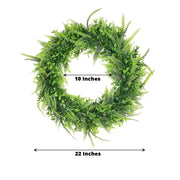 2 pcs 22" Artificial Boxwood and Fern Leaves Wreath Candle Rings - Green ARTI_RING_GRN_L_06